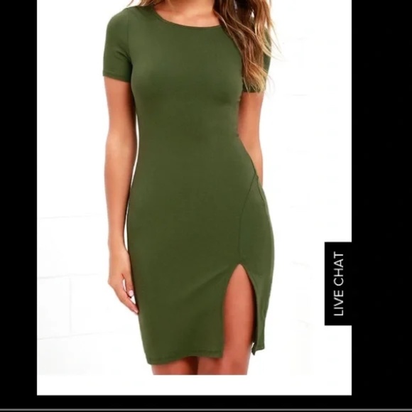Lulus Flatter Me Bodycon Mini Dress - Olive Green - Picture 2 of 7